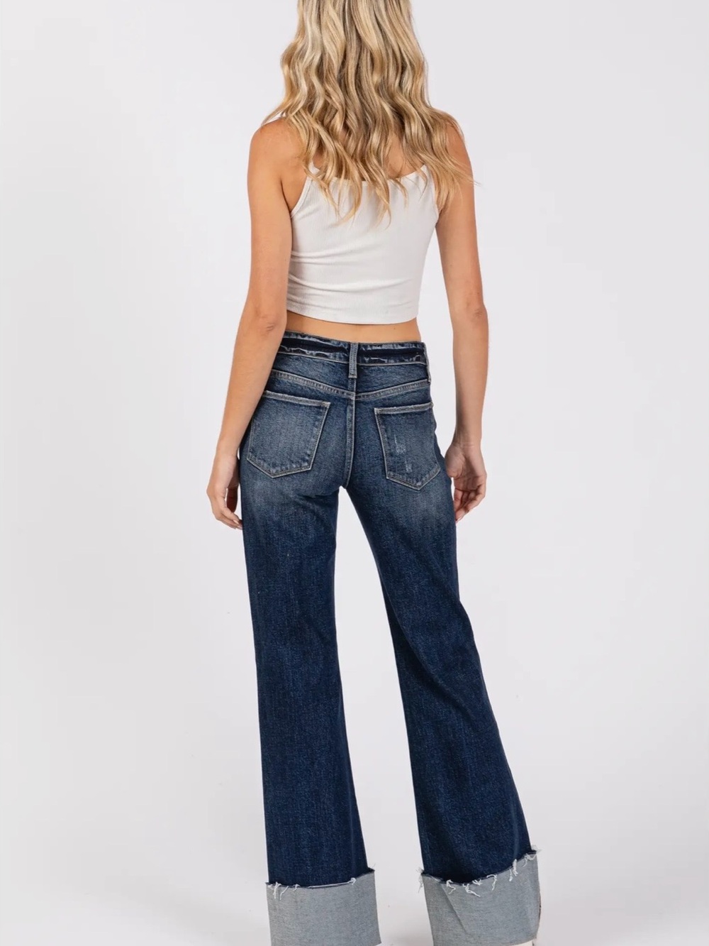 006. Petra153,  Dark Wash Relaxed Cuffed Flare Jeans - Picture 4 of 4